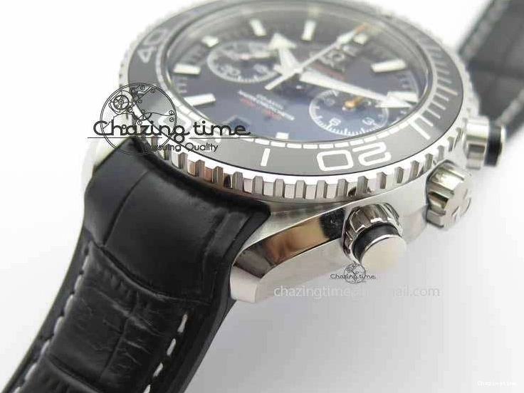 0217 Tailored Planet Ocean Master Chronometer SS OM 1:1 Best Edition Black Dial On Leather Strap A 8173